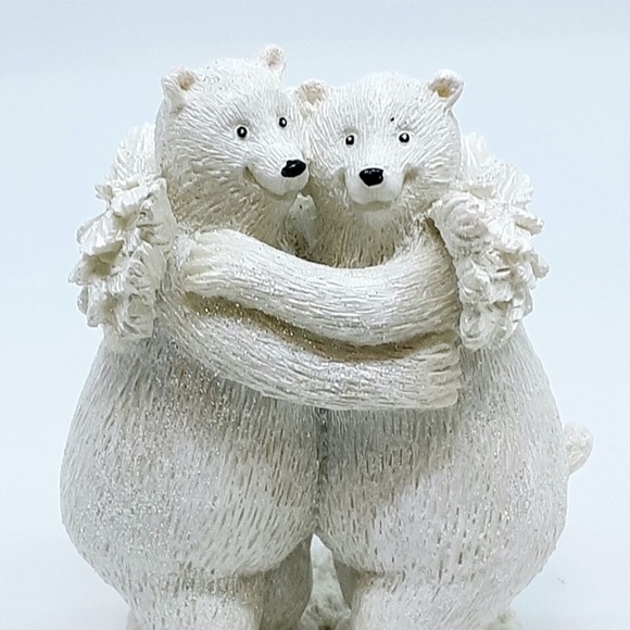 ❤️ Hugging Angel Bears 4" Figurine Iridescent Sparkle SIA Collection Resin - Picture 3 of 9